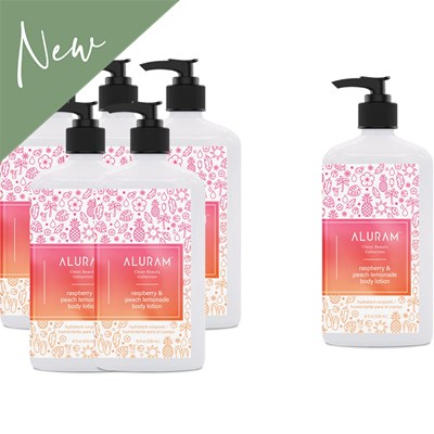 Aluram raspberry & peach lemonade body lotion bundle 7 pc.