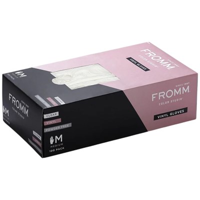 Fromm Clear Powder-Free Vinyl Gloves - 100 ct Medium