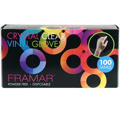 Framar Crystal Clear Disposable Vinyl Gloves Small