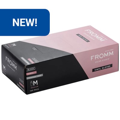 Fromm Black Powder-Free Vinyl Gloves - 100 ct. Medium