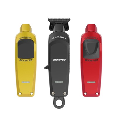 Gamma+ Boosted Professional Hair Trimmer with Super Torque Motor and 3 Modular Lids - Black, Red, Gold